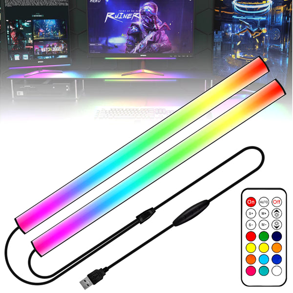 WILLED 2 In1 under Monitor Light Bar Gaming Lights for Gaming Setup Desk Led with Remote Controlle for Keyboard Light PC